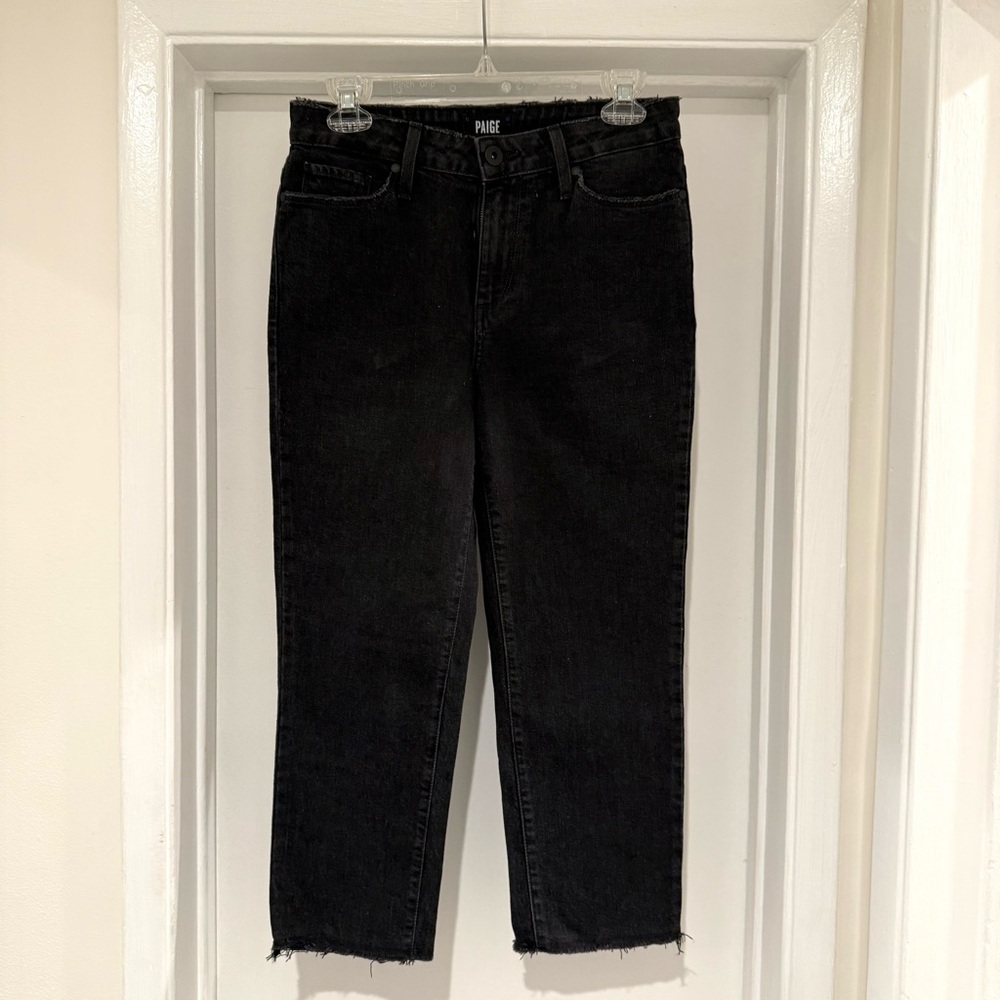 PAIGE Hoxton Straight Ankle - Distressed Cropped Frayed Denim Jeans